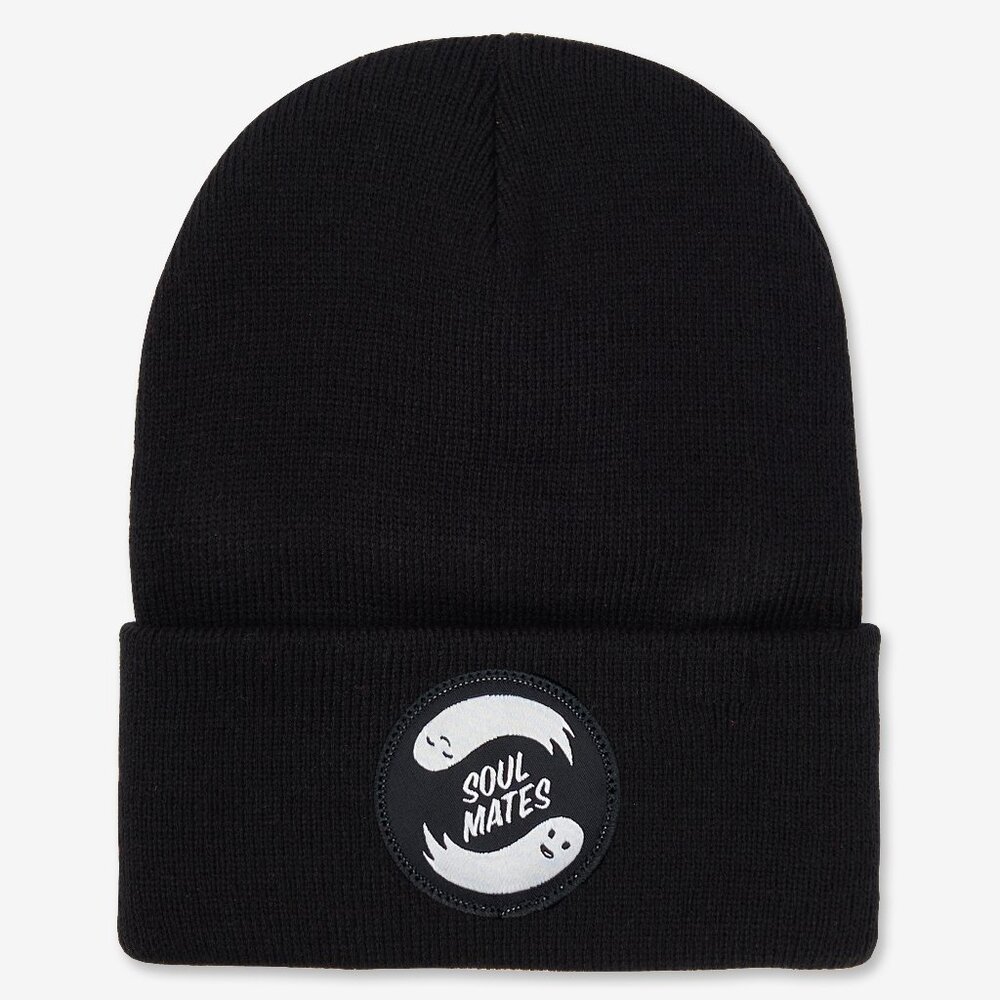 Soul Mates Ghost black cuffed beanie